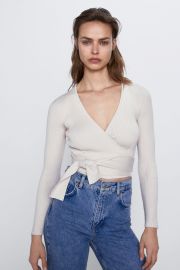 RIBBED WRAP TOP at Zara